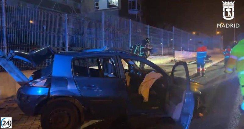 Grave accidente en la carretera de Carabanchel a Villaverde deja cuatro jóvenes heridos