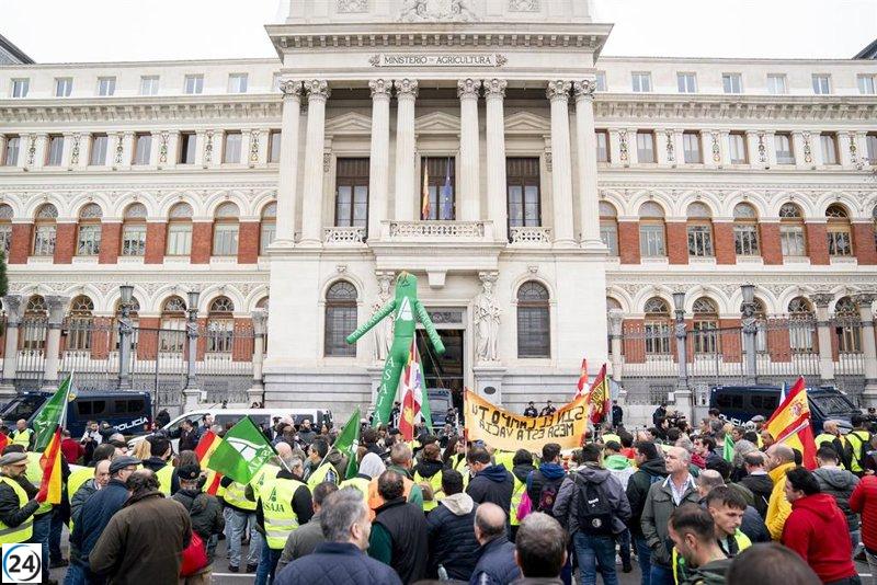 Agricultores y ganaderos marchan en Madrid contra el pacto con Mercosur.