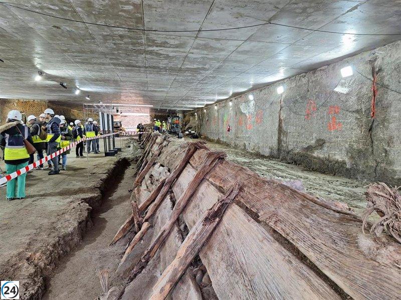 Progreso en la construcción de la Línea 11 del Metro sobre hallazgos del antiguo Canal del Manzanares.