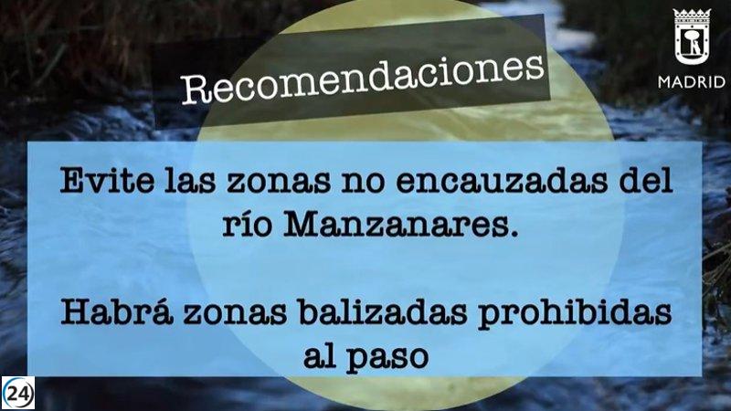Madrid advierte sobre los riesgos de visitar áreas sin encauzar del río Manzanares entre Mingorrubio y el Puente de los Franceses.