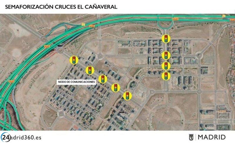 Nuevos semáforos mejorarán la seguridad vial en El Cañaveral y Valdebebas.