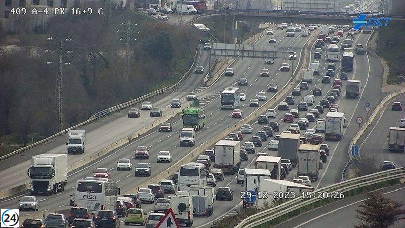 Tráfico congestionado en las entradas sur y este de Madrid, según la DGT.