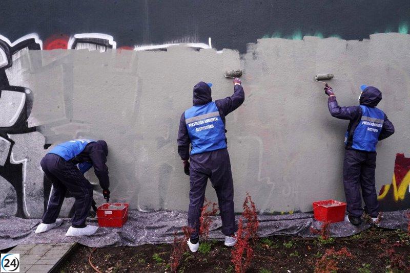 Grafiteros sancionados han trabajado 1.228 horas y limpiado 2.625 m² en lugar de pagar multas.
