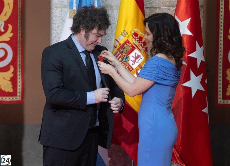 El TSJM rechaza la impugnación del PSOE a la entrega de la Medalla Internacional de la Comunidad a Milei.