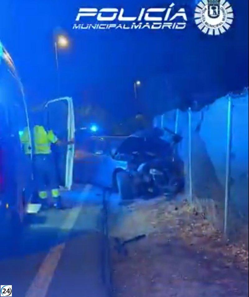 Conductor evade a la policía a 170 km/h en la A-3, choca contra la mediana y da positivo en alcoholemia.