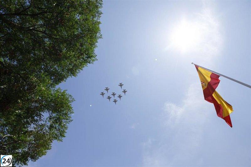 Aviones del Ejército del Aire realizan ensayos en Madrid para el desfile del 12 de octubre.
