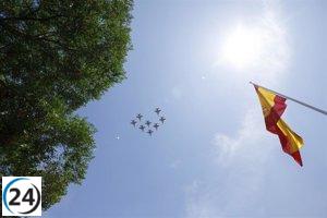 Aviones del Ejército del Aire realizan ensayos en Madrid para el desfile del 12 de octubre.