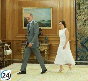 Ayuso comunica al Rey que Madrid, por su deber histórico para con España, se enfocará en fomentar la convivencia.