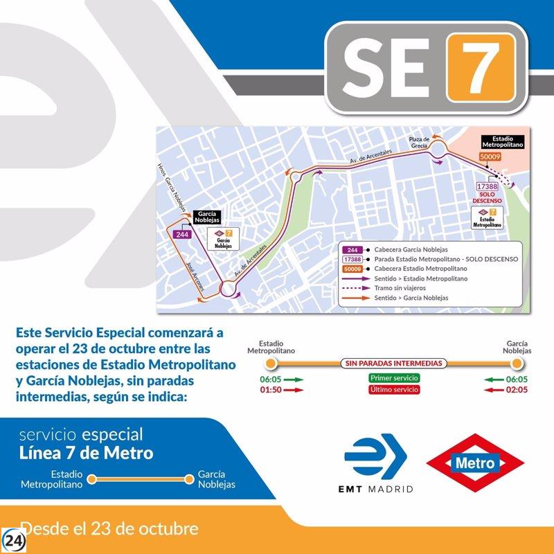 El corte en la L7 de Metro entre García Noblejas y Estadio Metropolitano durará entre 
