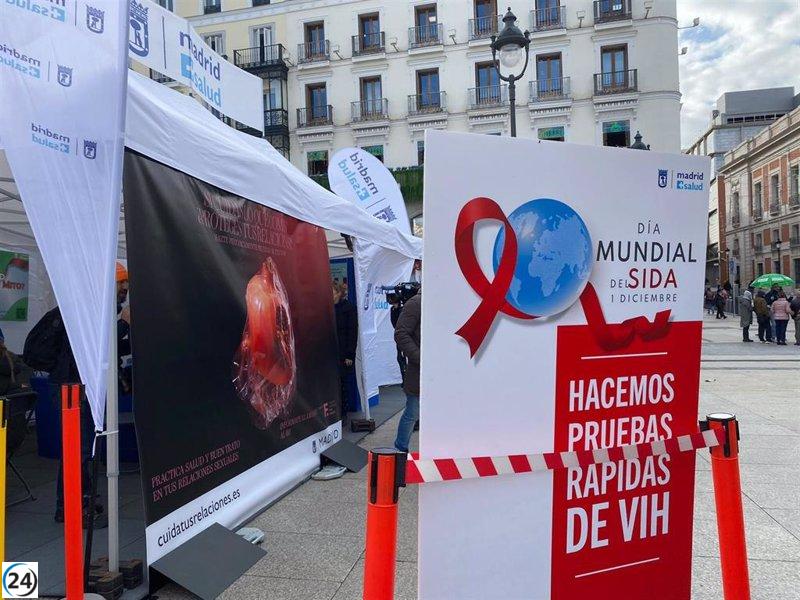 Madrid Salud instala una estructura en la emblemática Puerta del Sol para brindar pruebas de VIH rápidas y valiosa información.