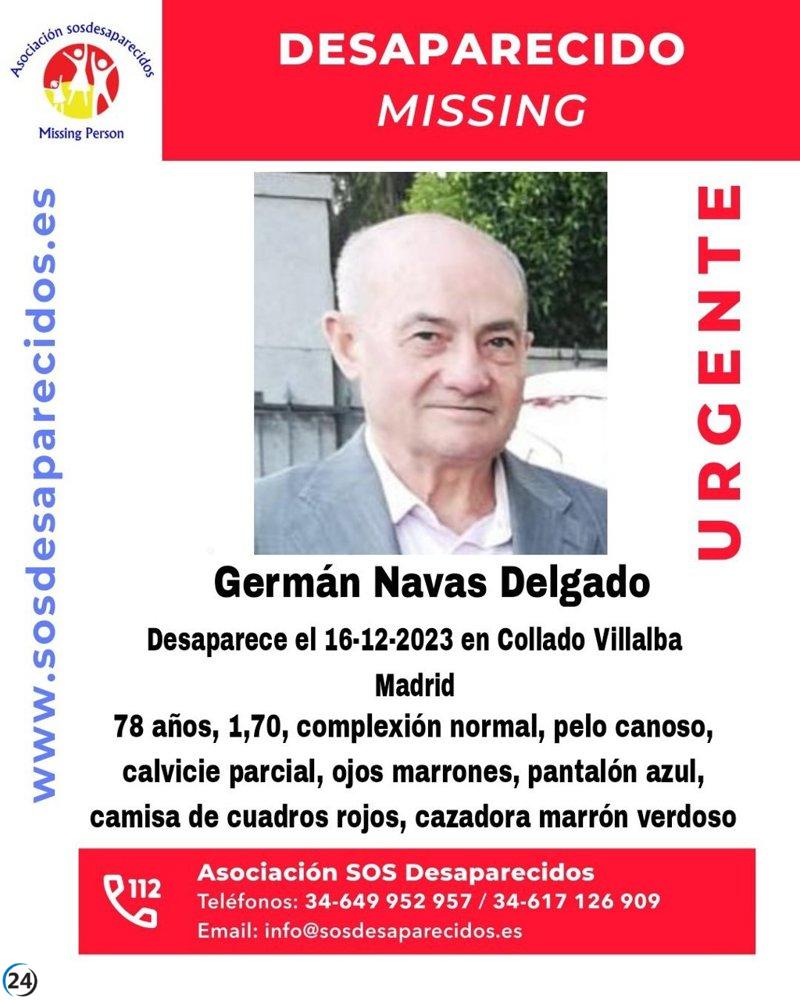 Anciano de 78 años desaparece en Collado Villalba en reciente sábado